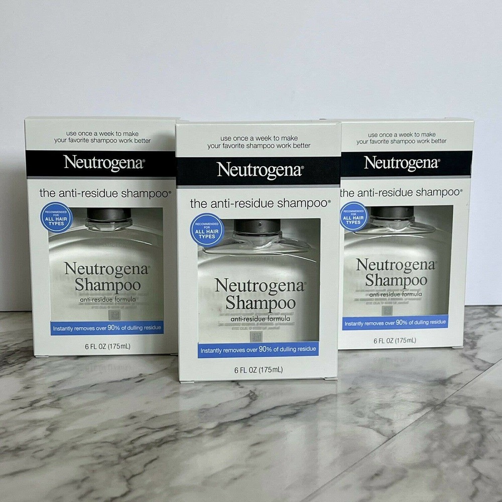 (3) Neutrogena Anti-Residue SHAMPOO 6 fl oz Ea NEW in Box Discontinued Lot THREE